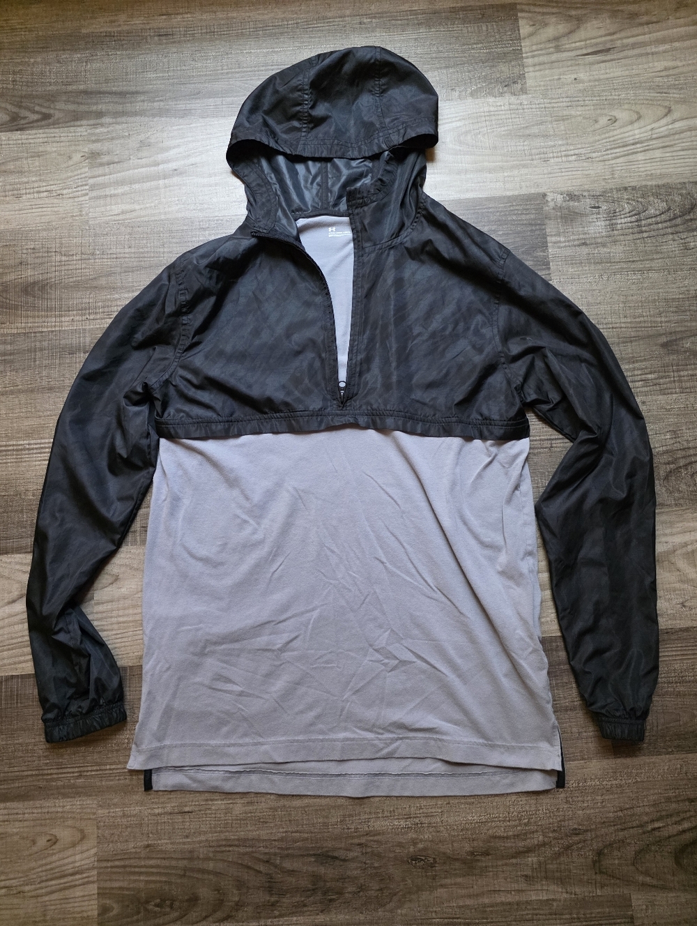 Under Armour Black & Light Gray Half-Zip Hooded Pullover